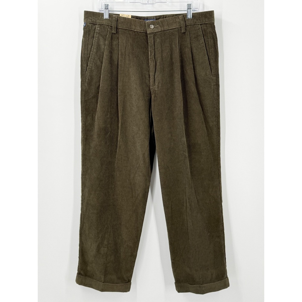 NWT Dockers Corduroy Pants Mens 36x29 Preppy Business Casual Green Pleated Cuffs